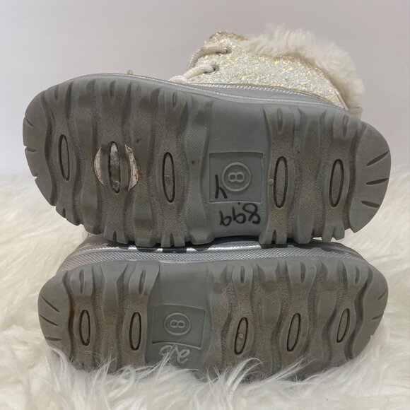 Children’s London Fog  Tadley Snow Boots With Silver Sparkles And White Faux Fur - Picture 6 of 8